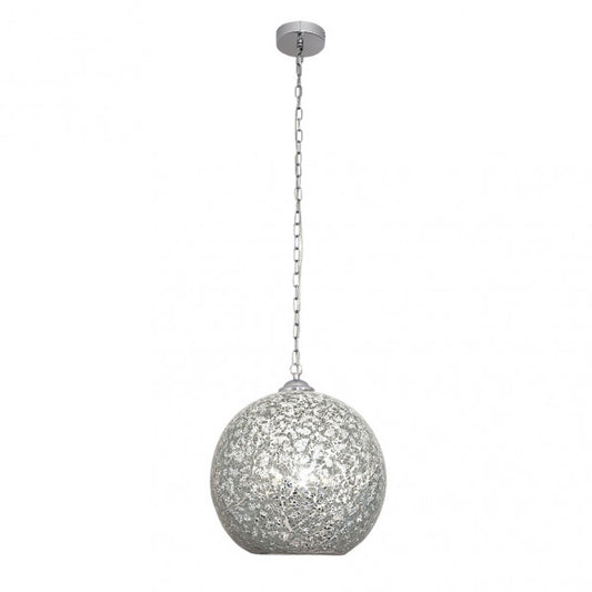 Colgante Tenor 1xE27 en cromo con mosaico de cristal, lámpara colgante clásica Abrila de 30x30 cm para decoración interior doméstica en metal y estilo clásico, modelo 177593020