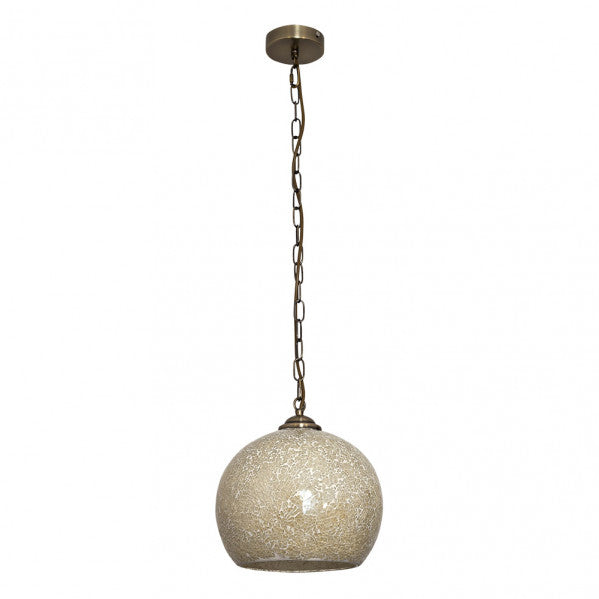 Colgante Tenor Ámbar/Cuero Mosaico de Abrila, lámpara clásica de iluminación decorativa con diseño en metal, cristal y mosaico, luz difusa para interiores domésticos (177593043)