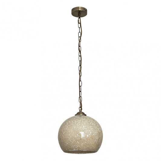 Colgante Tenor Ámbar/Cuero Mosaico de Abrila, lámpara clásica de iluminación decorativa con diseño en metal, cristal y mosaico, luz difusa para interiores domésticos (177593043)