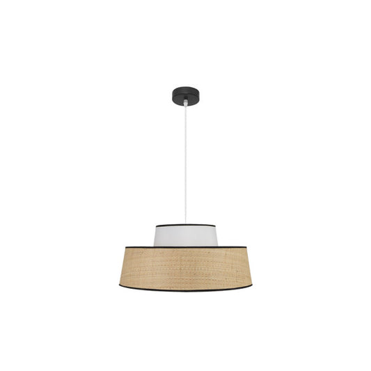 Colgante Jia de Abrila en acabado natural/blanco, diseño moderno de metal y textil con luz difusa, bombilla E27, diámetro 50cm, ideal para iluminación interior doméstica y decoración contemporánea (modelo 177795001)