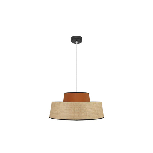 Colgante Jia Natural/Calabaza de 50cm Abrila, lámpara colgante moderna en metal y textil con luz difusa E27 para decoración interior doméstica