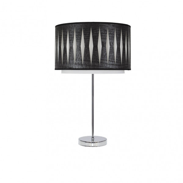 Lámpara de sobremesa Alto Alexandra en cromo y madera negra de Abrila, diseño étnico moderno con estructura de metal textil para iluminación interior y decoración doméstica, modelo 177871109.