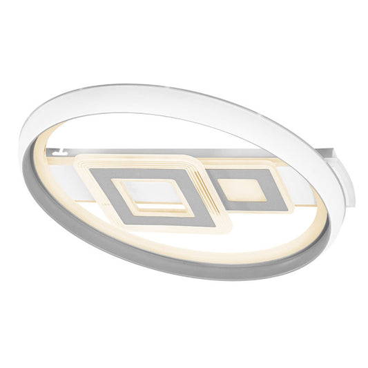 Plafon LED Sucre 80W de Abrila en acabado blanco y gris, temperatura de color regulable 3000-6500K, modelo 178290228 para iluminación interior doméstica moderna. Lámpara de techo LED regulable fabricada en metal y policarbonato, diseño contemporáneo de la serie Sucre para techos residenciales.