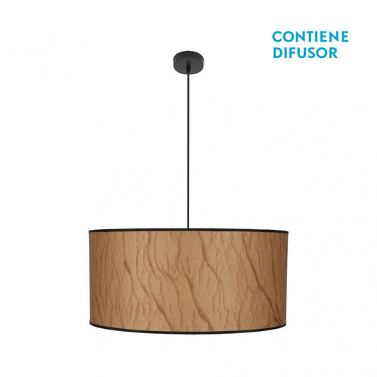 Colgante Tapiro 3xE27 en pergamino y negro de 60 cm, lámpara colgante clásica vintage de Abrila para iluminación doméstica en interiores, diseño en metal y textil con estilo AI2, referencia 178496002