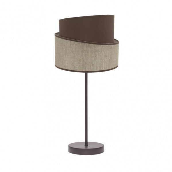 Lámpara de sobremesa Hara en color marrón de Abrila, diseño moderno 45x18x18 cm con iluminación LED, base de metal y pantalla textil para decoración interior doméstica (código 179871002)