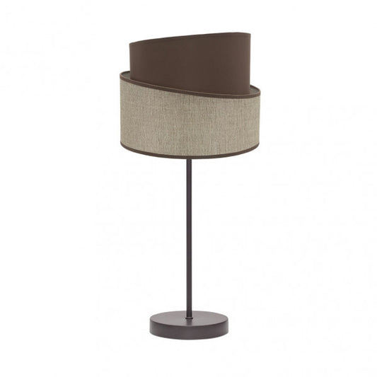 Lámpara de sobremesa Hara en color marrón de Abrila, diseño moderno 45x18x18 cm con iluminación LED, base de metal y pantalla textil para decoración interior doméstica (código 179871002)