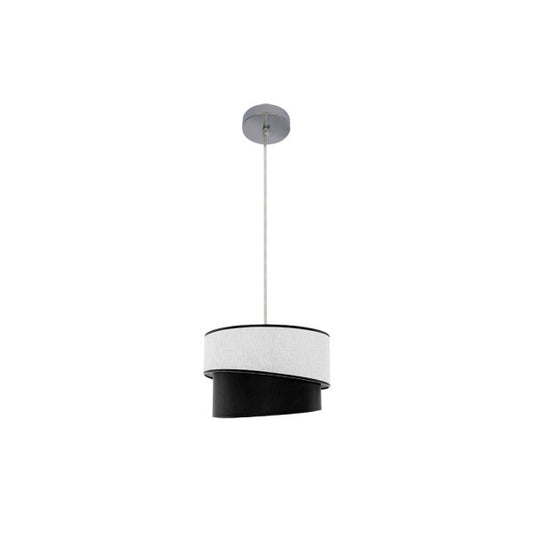 Colgante Hara de Abrila en cromo con pantalla blanco-negro, lámpara colgante moderna de 35 cm con 1 casquillo E27 para iluminación interior difusa, ideal para decoración doméstica en metal y textil, modelo 179893009.