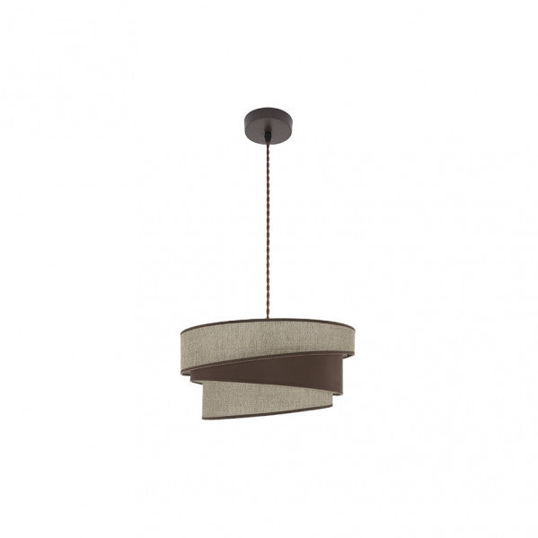 Colgante Hara Marrón de 40 cm en metal y textil, lámpara moderna de Abrila para decoración interior doméstica, modelo 179894002 de AI2.