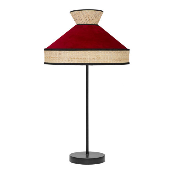 Lámpara de sobremesa Alto Fabrizio en acabado natural y rojo de Abrila, diseño moderno con luz difusa, ideal para decoración interior doméstica, estructura textil y metal, referencia 179971107.