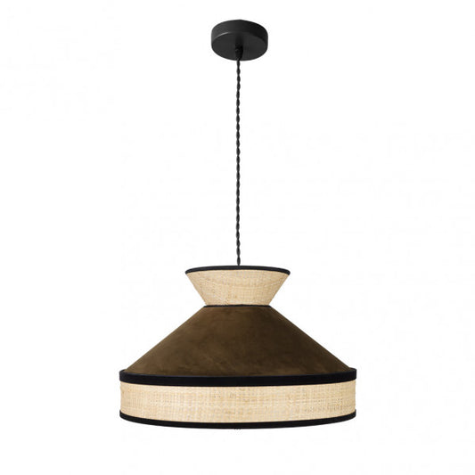 Colgante Fabrizio en natural y marrón de 40x40 cm de Abrila, lámpara textil moderna con luz difusa para decoración interior doméstica, referencia 179994002, estilo AI2 contemporáneo.