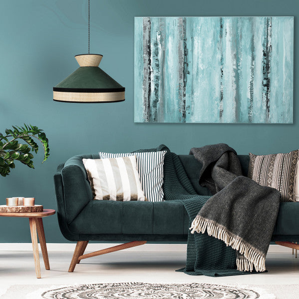 Lámpara colgante Fabrizio de Abrila en acabado natural y verde, diseño moderno de metal y textil para decoración interior doméstica, medidas 50x50 cm, modelo 179995006.