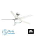 Ventilador de techo Lebeche 25W DC blanco de 132 cm con 5 aspas en madera de haya, LED integrado, mando a distancia y diseño interior doméstico para Abrila AI2 - modelo 180791501