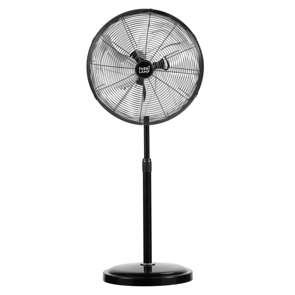Ventilador de pie Africo 120W negro de 55 cm con 3 velocidades, altura regulable y flujo de aire potente, modelo industrial AI2 para interior doméstico, fabricado en metal de aluminio, disponible en Abrila (181141009)