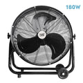 Ventilador industrial Poniente 180W negro de 64 cm Abrila 181371009 con 3 velocidades, estructura de metal y aluminio orientable, sobre ruedas para uso doméstico en interiores, modelo ai2 en color negro.
