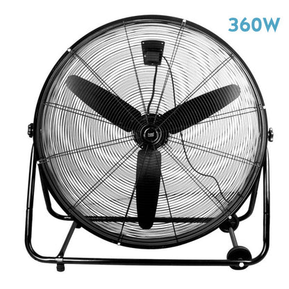 Ventilador industrial Vendaval 360W negro de 87 cm de Abrila, modelo orientable con 3 velocidades, estructura de aluminio y metal para uso doméstico interior, referencia 181471009