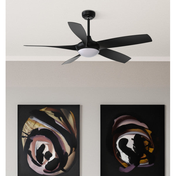 Ventilador de techo Galleo negro de 137 cm con 5 aspas, luz LED integrada, 6 velocidades y mando a distancia - Abrila modelo 181591509 para interior doméstico