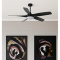Ventilador de techo Galleo negro de 137 cm con 5 aspas, luz LED integrada, 6 velocidades y mando a distancia - Abrila modelo 181591509 para interior doméstico
