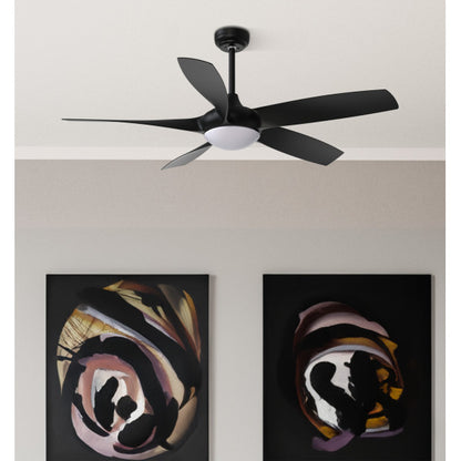 Ventilador de techo Galleo negro de 137 cm con 5 aspas, luz LED integrada, 6 velocidades y mando a distancia - Abrila modelo 181591509 para interior doméstico