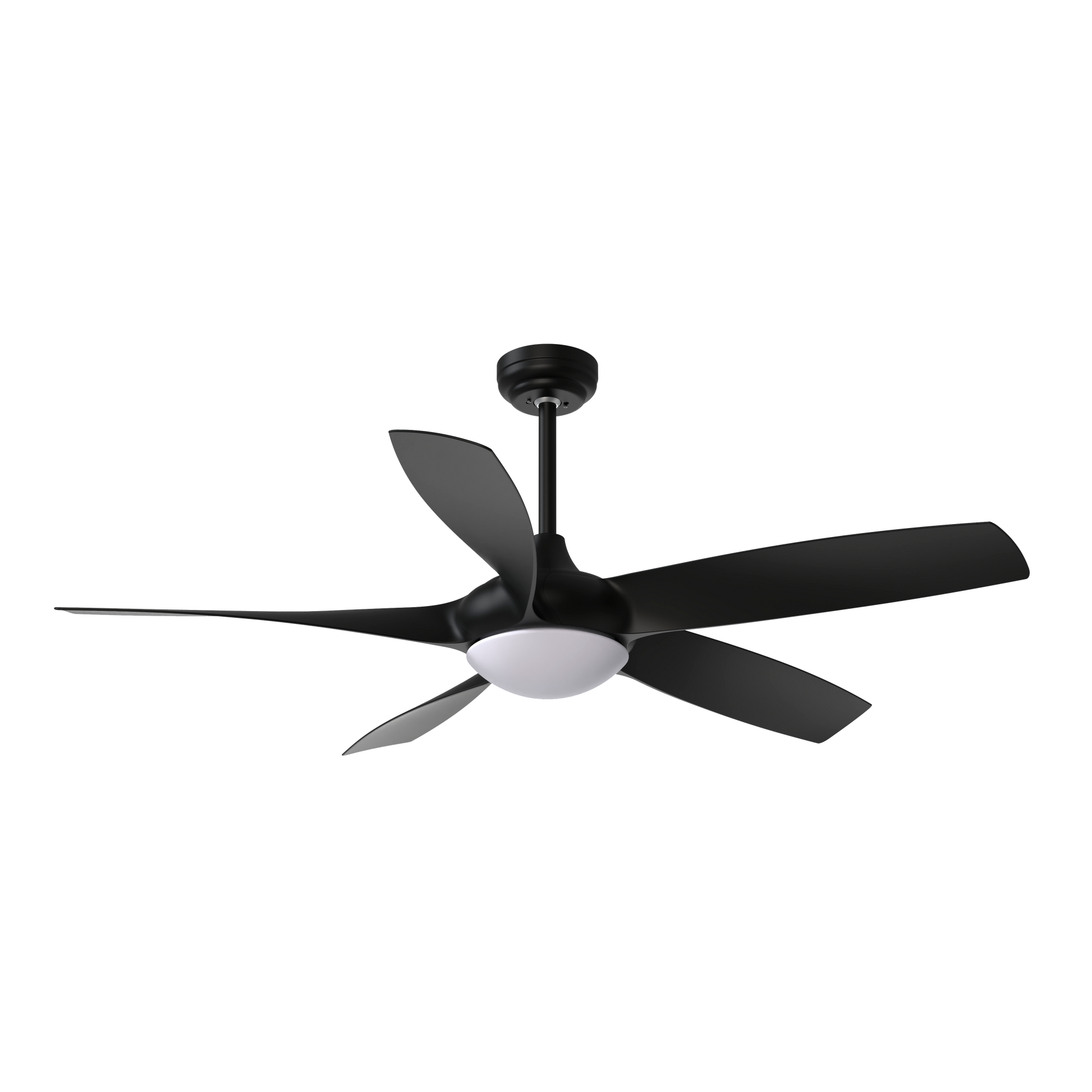 Ventilador de techo Galleo negro de Abrila con 5 aspas de 137 cm, luz LED integrada, 6 velocidades, mando a distancia y materiales en metal, ABS y policarbonato para interior doméstico - modelo 181591509