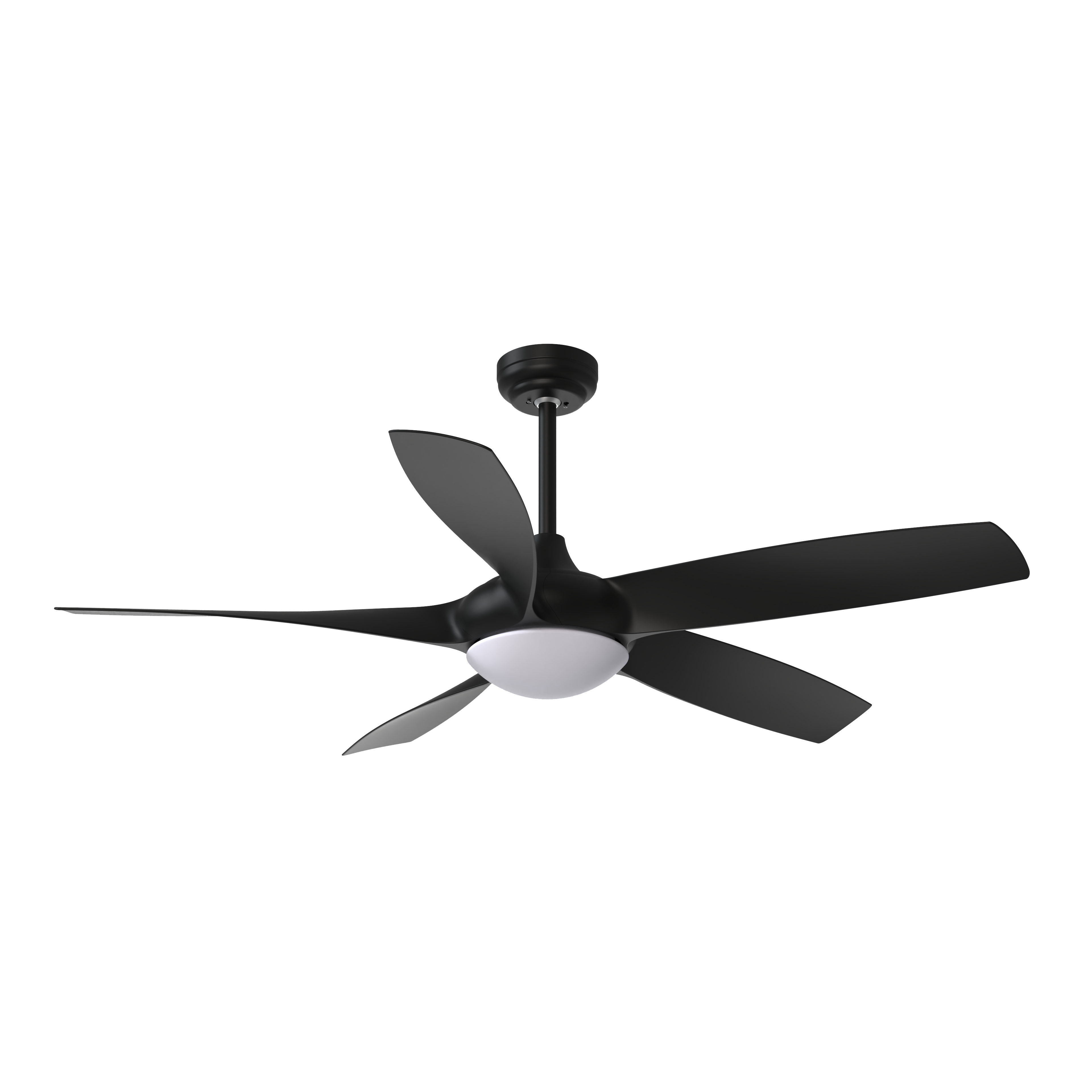 Ventilador de techo Galleo negro de Abrila con 5 aspas de 137 cm, luz LED integrada, 6 velocidades, mando a distancia y materiales en metal, ABS y policarbonato para interior doméstico - modelo 181591509