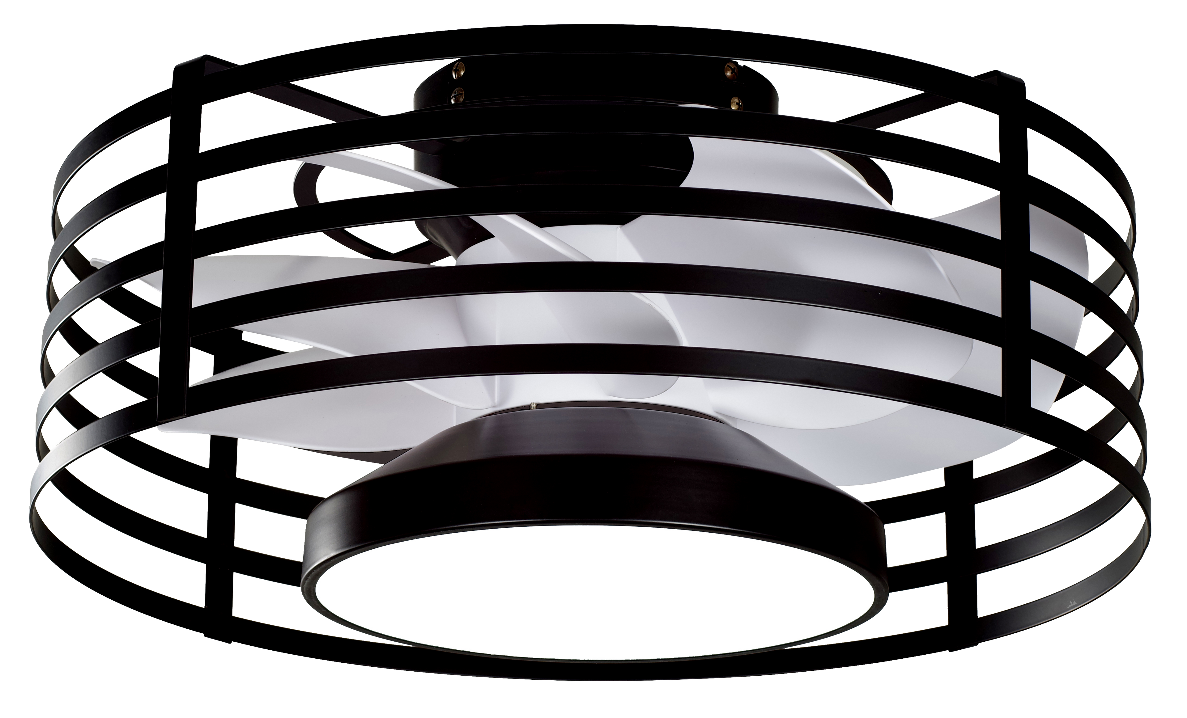 Ventilador de techo Xaloc negro de Abrila, modelo 182191709 con 22W de potencia, motor DC eficiente, LED integrado, mando a distancia y función verano-invierno para interiores domésticos.