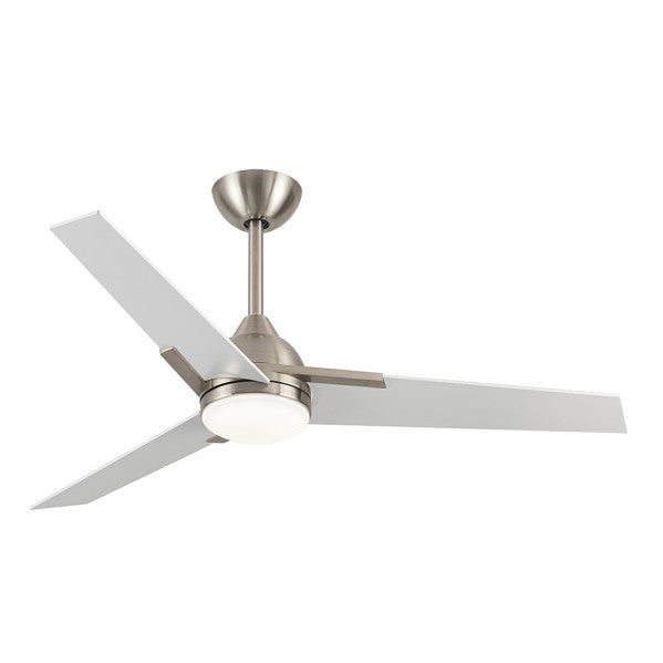 Ventilador de techo Argestes en níquel satinado de 132 cm, modelo Abrila con luz LED integrada, motor DC reversible, 6 velocidades y diseño blanco para interiores domésticos, referencia 182591303