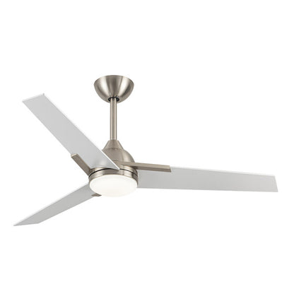 Ventilador de techo Argestes en níquel satinado de 132 cm, modelo Abrila con luz LED integrada, motor DC reversible, 6 velocidades y diseño blanco para interiores domésticos, referencia 182591303