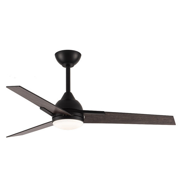 Ventilador de techo Argestes negro 22W con luz LED, 6 velocidades DC silencioso para interior doméstico, modelo Abrila AI2 en metal, MDF y cristal negro/gris, referencia 182591309