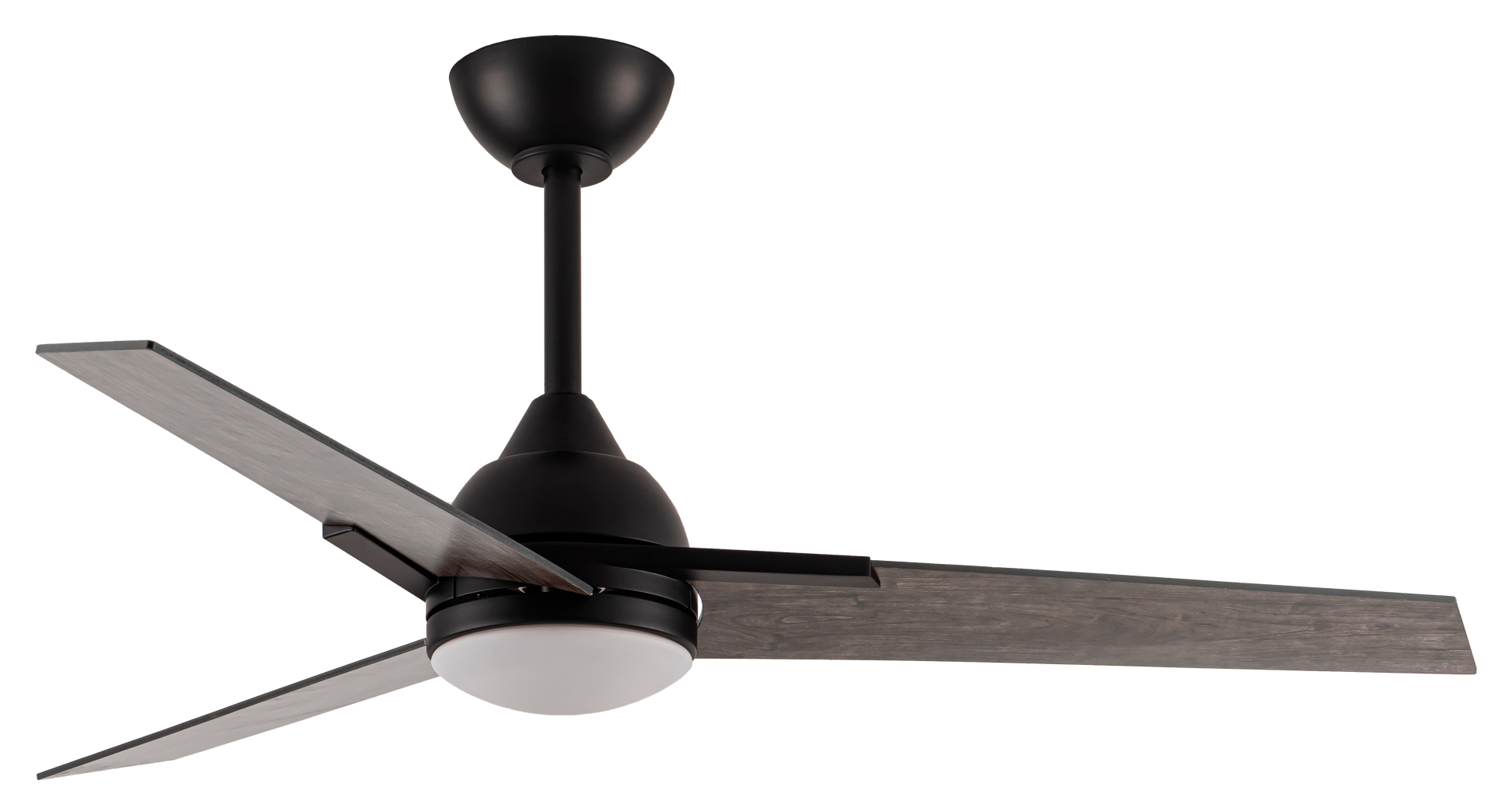 Ventilador de techo Argestes negro de 22W con luz LED, modelo Abrila 182591309, motor DC silencioso con 6 velocidades, diseño interior doméstico en metal, MDF y cristal negro/gris para ventilación eficiente.