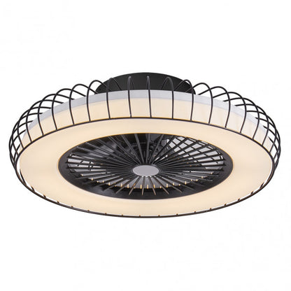 Ventilador de techo Albonez negro 72W modelo Abrila 182691509 con motor DC inverter AI2, 6 velocidades, control remoto, luz LED integrada y diseño eficiente para ahorro de energía en interiores domésticos.