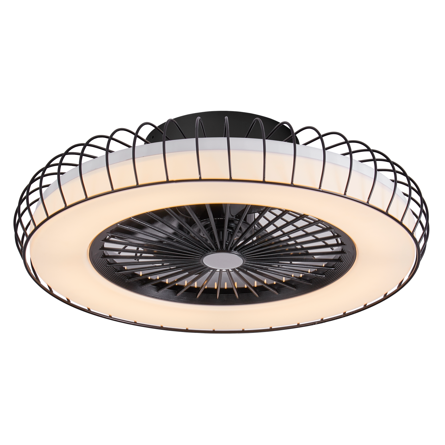 Ventilador de techo Albonez negro 72W de Abrila modelo 182691509 con motor DC inverter AI2 para ahorro de energía, 6 velocidades, control remoto, luz LED integrada y diseño ideal para interiores domésticos