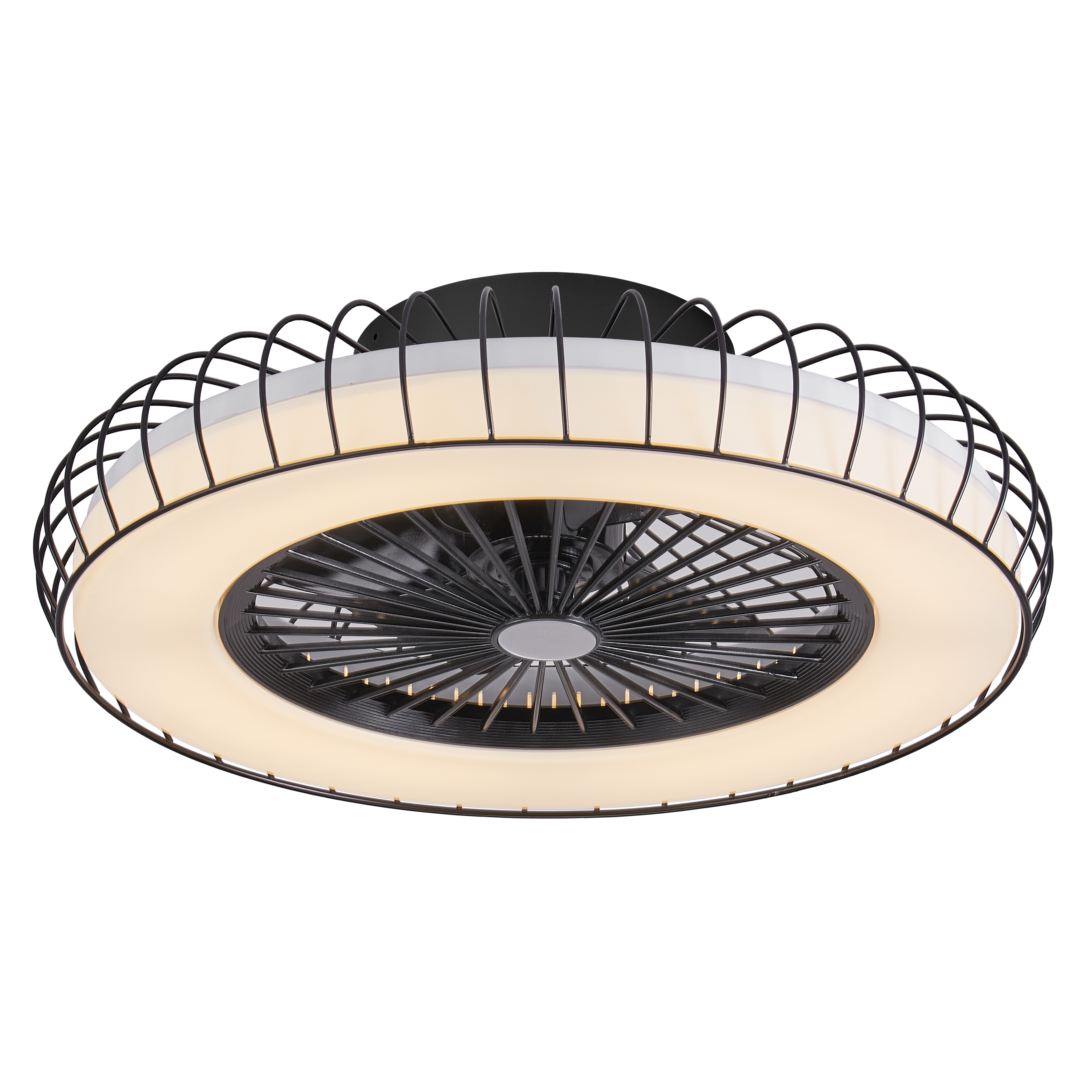 Ventilador de techo Albonez negro 72W de Abrila modelo 182691509 con motor DC inverter AI2 para ahorro de energía, 6 velocidades, control remoto, luz LED integrada y diseño ideal para interiores domésticos