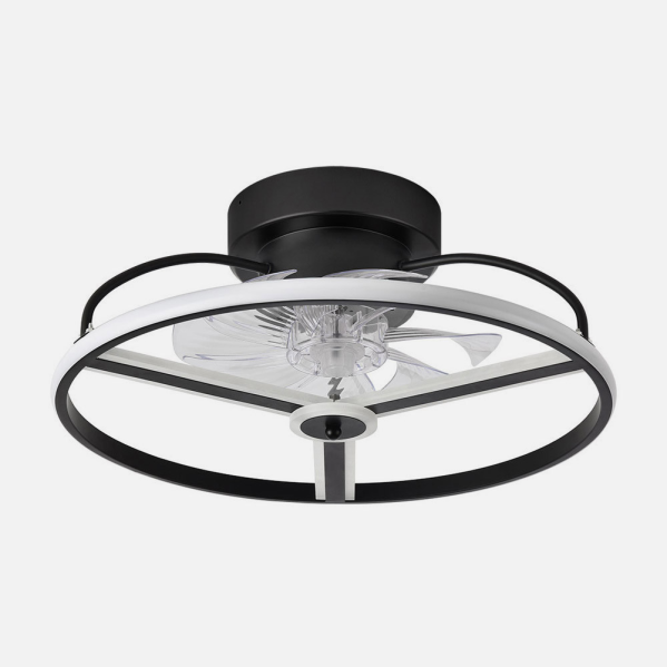 Ventilador de techo LED Bora negro de Abrila, modelo 60W con 6 velocidades, luz LED integrada, mando a distancia y diseño AI2 para interiores domésticos (código 182791309)
