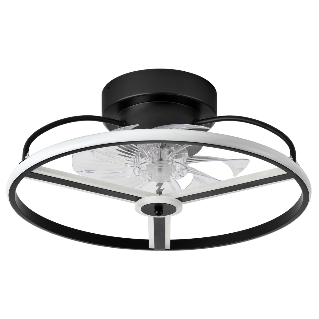 Ventilador de techo LED Bora negro de 60W por Abrila, modelo 182791309 con 6 velocidades, mando a distancia, luz LED integrada y diseño para interiores domésticos.