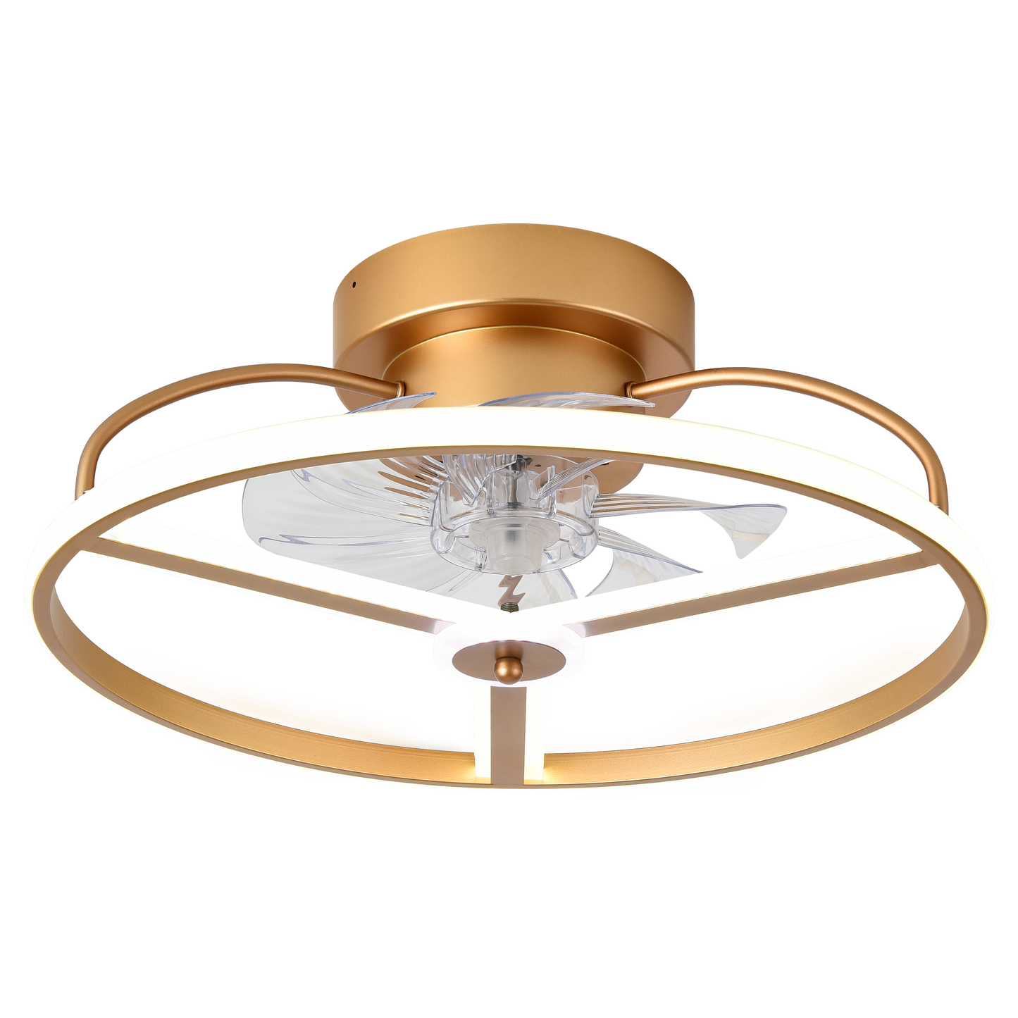 Ventilador de techo Bora Dorado 60W DC de Abrila con LED integrado regulable, 6 velocidades, motor DC eficiente y mando a distancia para interior doméstico