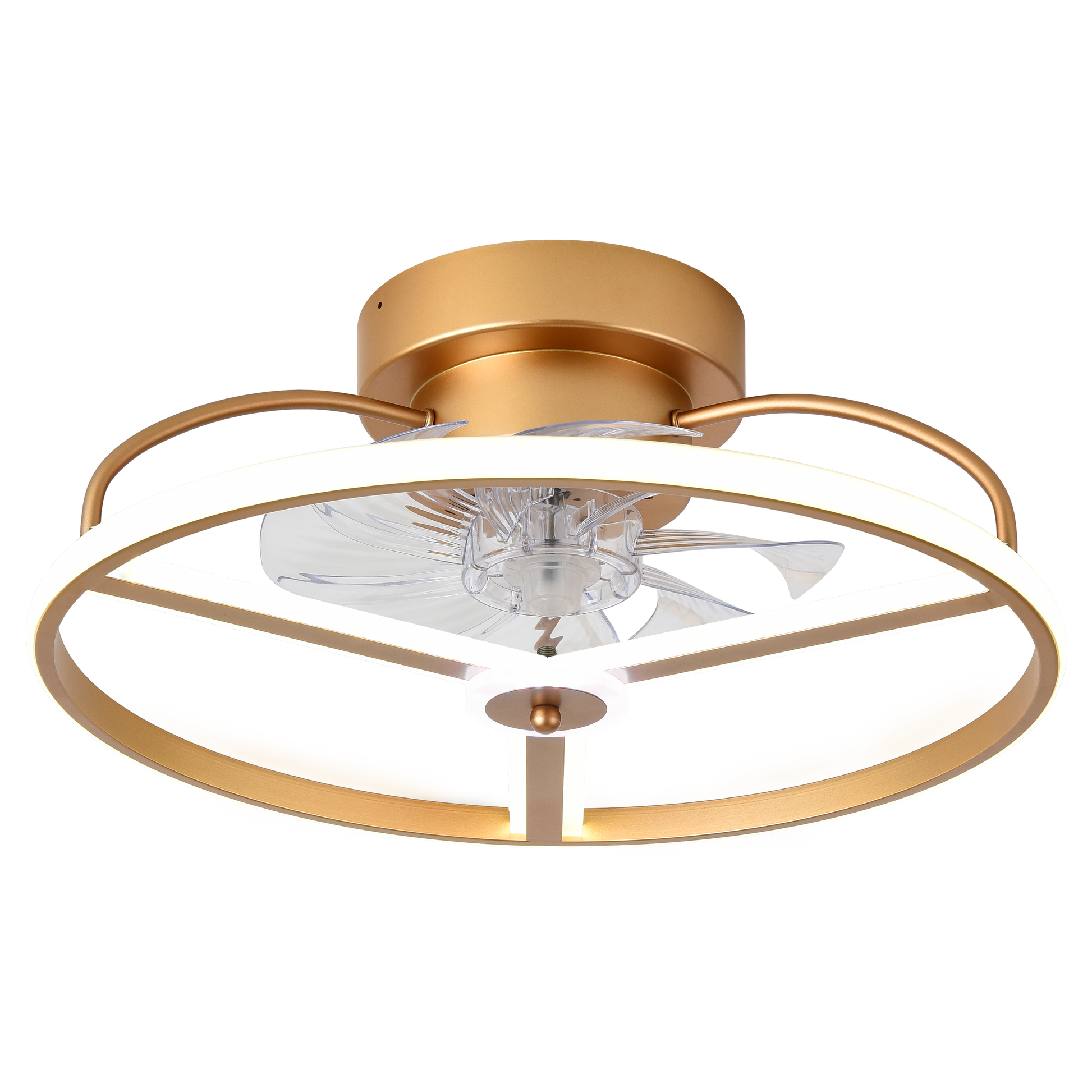 Ventilador de techo Bora Dorado 60W DC de Abrila con LED integrado regulable, 6 velocidades, motor DC eficiente y mando a distancia para interior doméstico