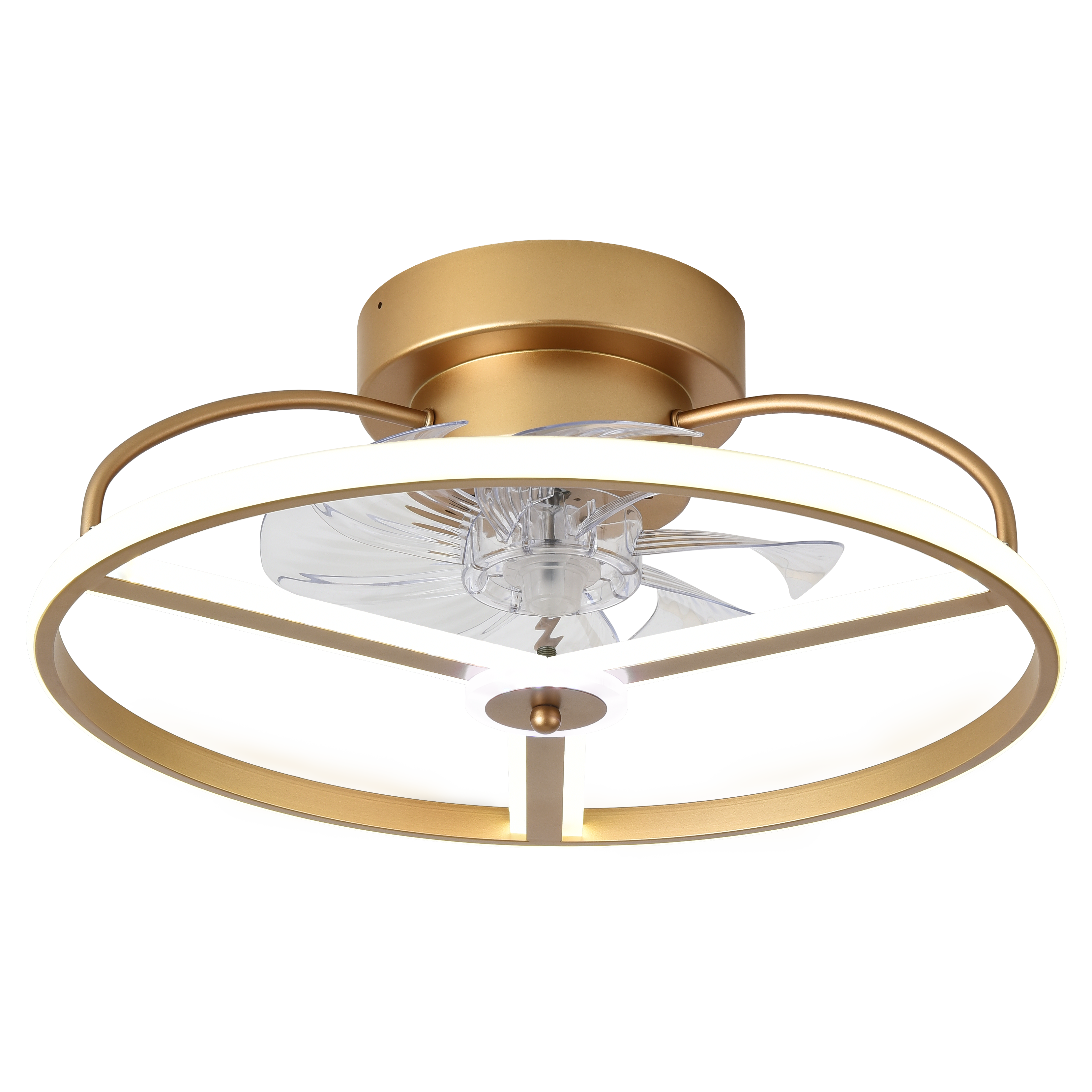 Ventilador de techo Bora Dorado 60W DC de Abrila con LED integrado regulable, 6 velocidades, motor DC eficiente y mando a distancia para interior doméstico