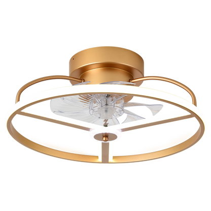 Ventilador de techo Bora Dorado 60W DC de Abrila con LED integrado regulable, 6 velocidades, motor DC eficiente y mando a distancia para interior doméstico