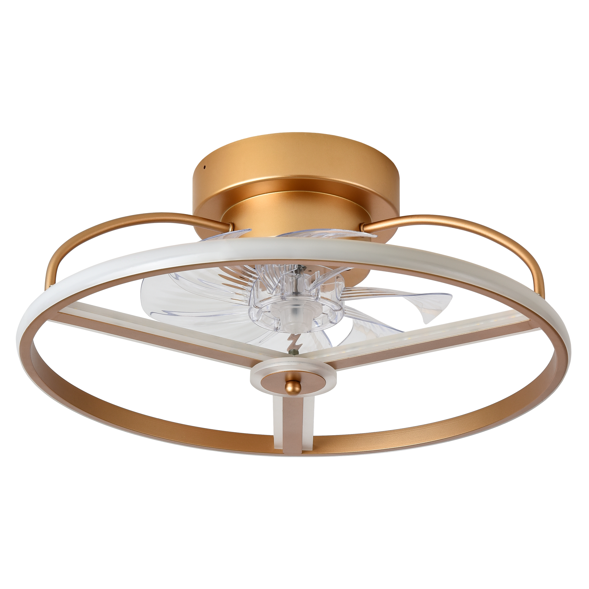 Ventilador de techo Bora dorado 60W DC de Abrila con LED integrado regulable, 6 velocidades, motor DC eficiente, mando a distancia y diseño para interior doméstico