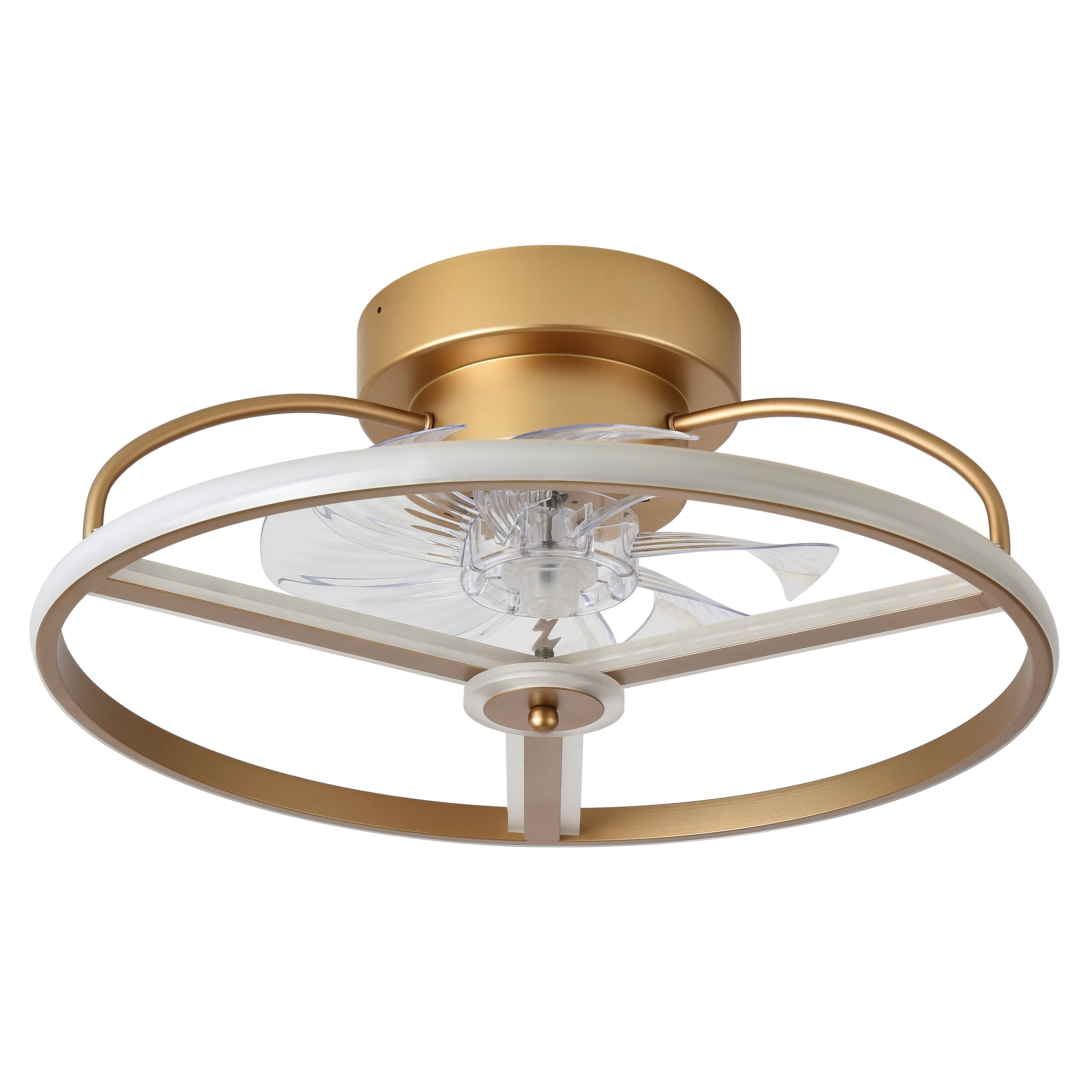 Ventilador de techo Bora dorado 60W DC de Abrila con LED integrado regulable, 6 velocidades, motor DC eficiente, mando a distancia y diseño para interior doméstico