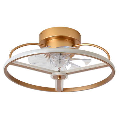Ventilador de techo Bora dorado 60W DC de Abrila con LED integrado regulable, 6 velocidades, motor DC eficiente, mando a distancia y diseño para interior doméstico