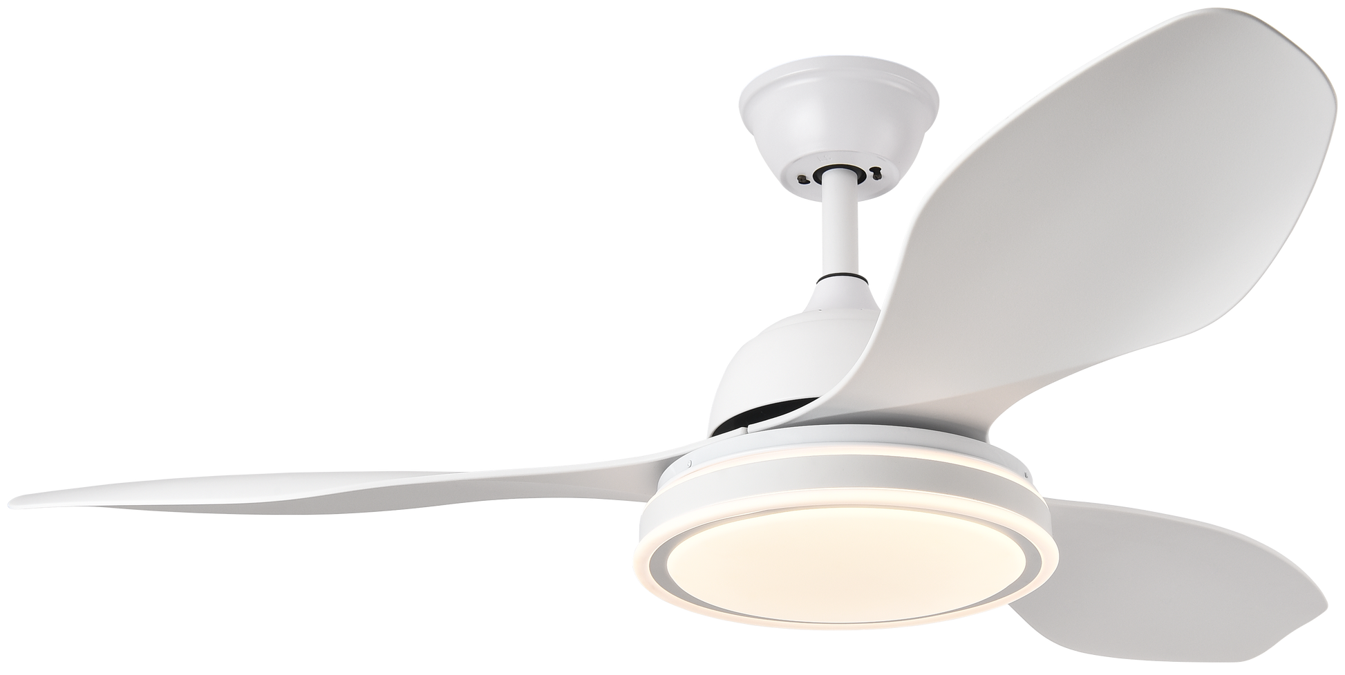 Ventilador de techo Datoo 48W DC blanco con 3 aspas, LED integrado y control remoto, 6 velocidades, modelo Abrila 182991301 para interiores domésticos