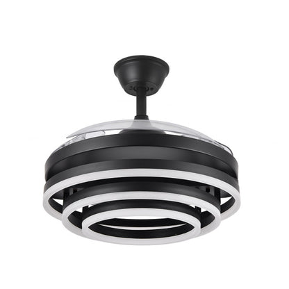 Ventilador de techo Kai negro de Abrila, 72W con 3 aspas retráctiles, LED integrado, mando a distancia y función verano-invierno para ahorro de energía en interiores domésticos