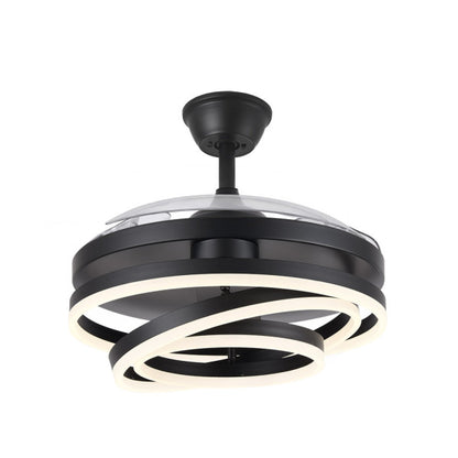 Ventilador de techo Kai negro de Abrila, 72W con 3 aspas retráctiles, LED integrado y mando a distancia para ventilación de verano e invierno en interior doméstico, ahorro de energía y diseño AI2 moderno.