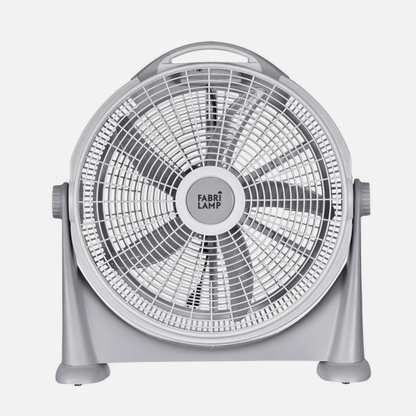 Ventilador sobremesa Fresco Gris Abrila AI2 de 120W con 3 velocidades. Diseño moderno y orientable en paisaje o retrato para uso interno de calidad doméstica. Fabricado en policarbonato gris, ideal para mantenerte fresco en entornos de interior.