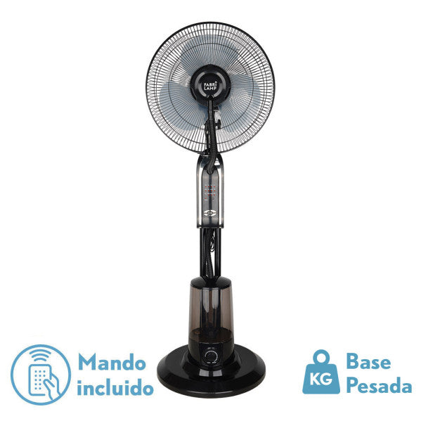 `alt=Ventilador Tromba negro 80W nebulizador de pie Abrila, ideal para interior y exterior`