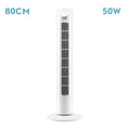 Ventilador torre Tero blanco de 3 velocidades, 50W | Abrila modelo 184571001. Ideal para interiores domésticos, fabricado en metal y policarbonato. Funciona con temporizador y movimiento oscilante para una refrigeración óptima.