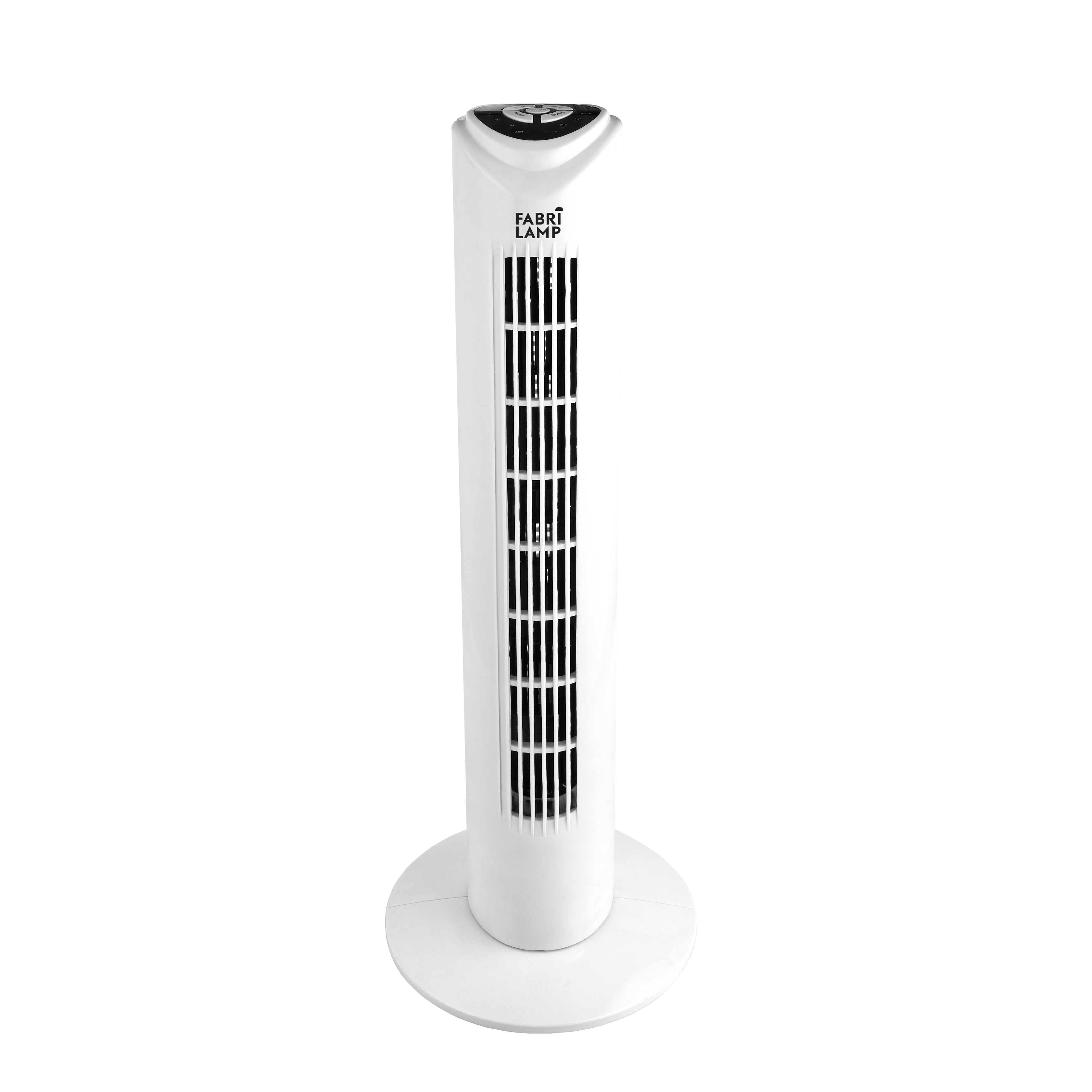 `Ventilador Torre Tuka Blanco de Abrila 50W con Mando Remoto, Oscilante y Temporizador para Interior Doméstico`

Opcionalmente, si el espacio es muy limitado:

`Ventilador Torre Tuka Blanco 50W con Mando, Oscilante y Temporizador - Abrila`