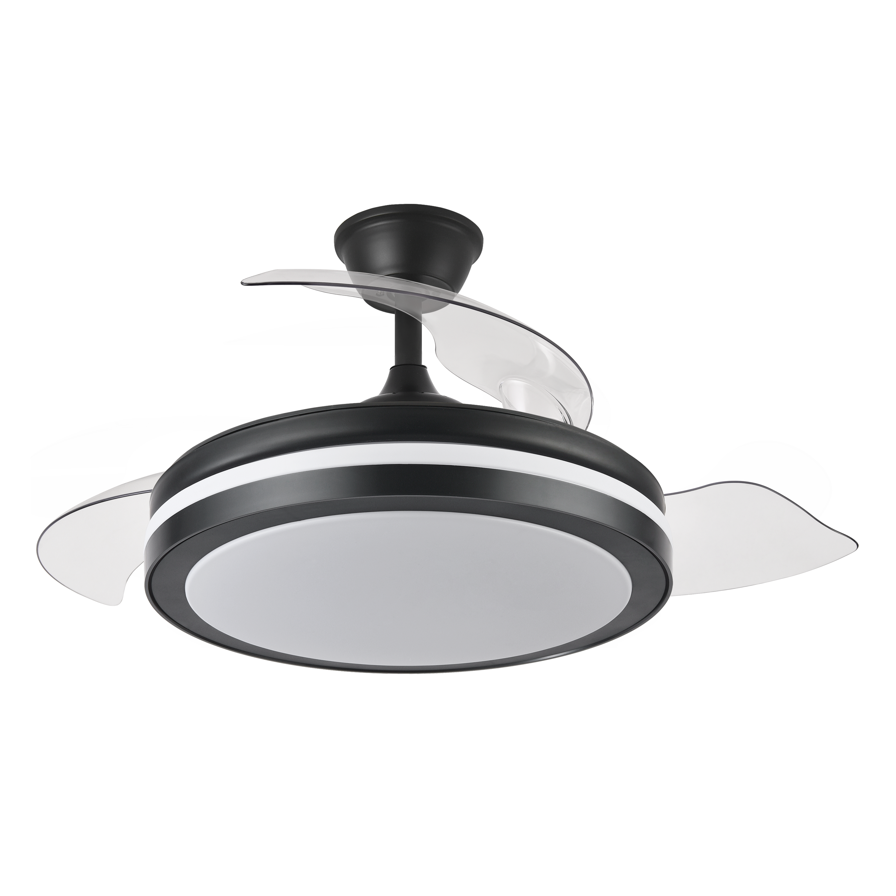 `alt=Ventilador Esparta Plus Negro 107cm con Aspas Retráctiles, DC Motor y LED Integrado - Abrila`