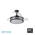 Ventilador de techo Esparta Pequeño negro de 44W con aspas retráctiles, LED integrado y mando a distancia de Abrila, ideal para hogar en verano e invierno, modelo 184793009